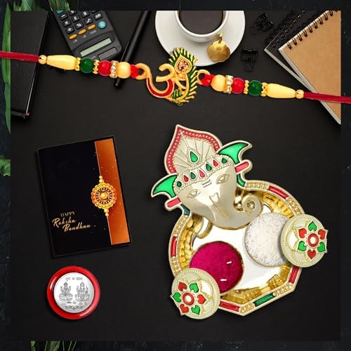 Rakhi For Brother Set Of 1 With Dish Silver Coin  Greeting Card Rakhi For Brother And Bhabhi Rakhi With Gift For Brother Rakhi For Kids Rakhi Set Rakhi Combo (K1_308_aa3)